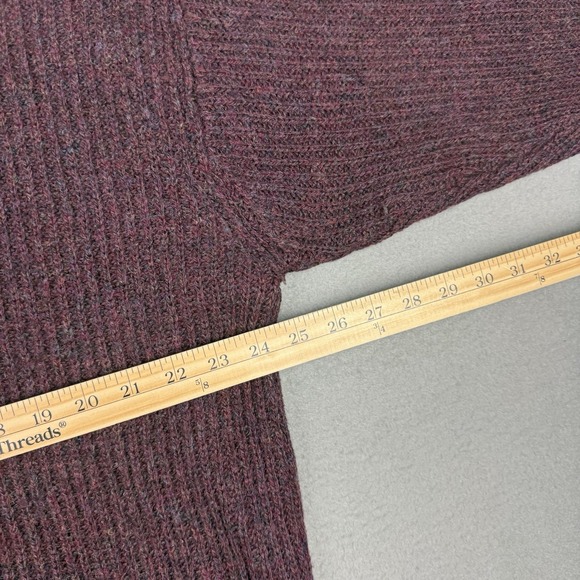 Wm H Leishman Shetland 100% Wool Sweater Mens Large Burgundy Crew Neck Hole - Picture 7 of 9